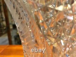 Vintage Bohemian Cut Crystal Glass & Brass Table Lamp, 21 Tall, 6 1/2 x 6 1/2