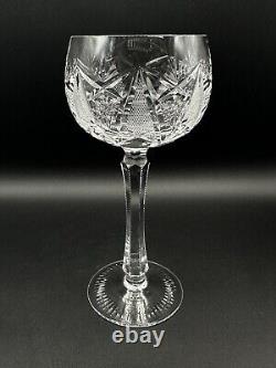 Vintage Bohemian Cut Crystal Wine Or Water Goblet Set Of 6 Drinking Glasses 8in