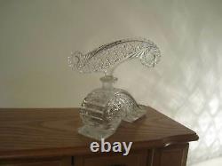 Vintage Bohemian Czech Art Deco Clear Crystal Cut Glass Perfume Bottle