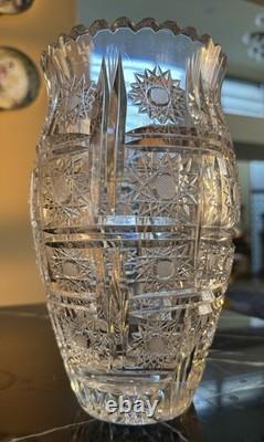 Vintage Bohemian/Czech Hand Cut Crystal Queen Lace Leaded Glass Vase