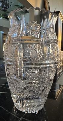 Vintage Bohemian/Czech Hand Cut Crystal Queen Lace Leaded Glass Vase