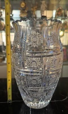 Vintage Bohemian/Czech Hand Cut Crystal Queen Lace Leaded Glass Vase