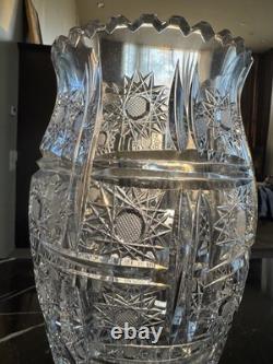 Vintage Bohemian/Czech Hand Cut Crystal Queen Lace Leaded Glass Vase