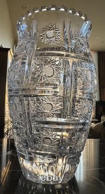 Vintage Bohemian/Czech Hand Cut Crystal Queen Lace Leaded Glass Vase