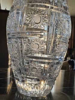Vintage Bohemian/Czech Hand Cut Crystal Queen Lace Leaded Glass Vase