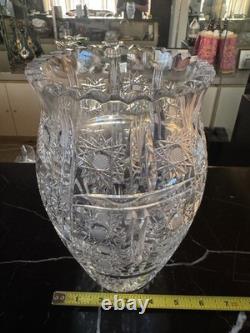 Vintage Bohemian/Czech Hand Cut Crystal Queen Lace Leaded Glass Vase