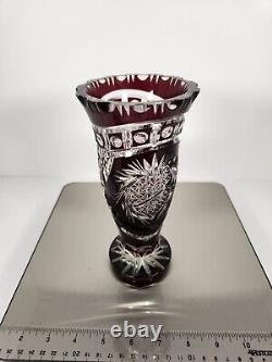 Vintage Bohemian Czech Intricate Cut to Clear Crystal Vase
