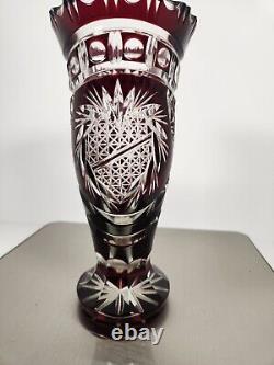 Vintage Bohemian Czech Intricate Cut to Clear Crystal Vase