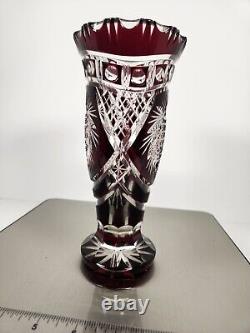 Vintage Bohemian Czech Intricate Cut to Clear Crystal Vase