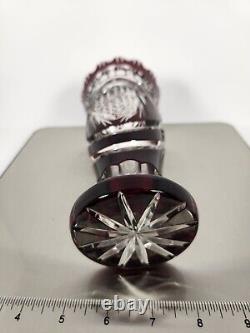 Vintage Bohemian Czech Intricate Cut to Clear Crystal Vase