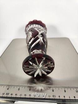 Vintage Bohemian Czech Intricate Cut to Clear Crystal Vase
