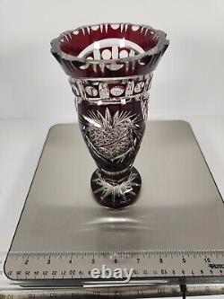 Vintage Bohemian Czech Intricate Cut to Clear Crystal Vase