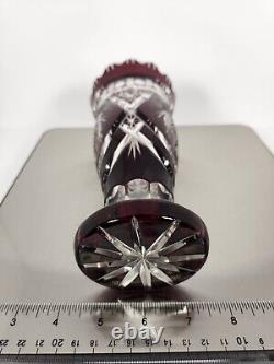 Vintage Bohemian Czech Intricate Cut to Clear Crystal Vase