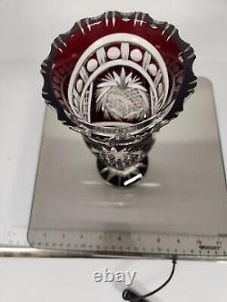 Vintage Bohemian Czech Intricate Cut to Clear Crystal Vase