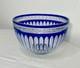 Vintage Bohemian Czech centerpiece cobalt blue cut to clear glass crystal bowl