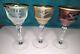 Vintage Bohemian Moser Cut Crystal Wildlife Glasses Set Of 3 RARE Gilt