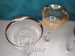Vintage Bohemian Moser Cut Crystal Wildlife Glasses Set Of 3 RARE Gilt