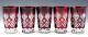 Vintage Bohemian RUBY RED CUT TO CLEAR Crystal 5.5 HIGHBALL TUMBLERS Set of 5
