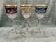 Vintage Bohemian Style Cut Crystal Wine Glasses withGold Gilt Rims- Czech Set of 3