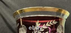 Vintage Bohemian Style Cut Crystal Wine Glasses withGold Gilt Rims- Czech Set of 3