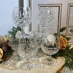 Vintage Brandy Snifters Cut Lead Crystal glasses Bohemian Barware Set of 6 heavy