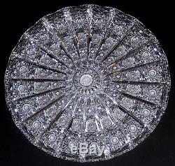 Vintage Brilliant Cut Crystal Plate Platter Queen Lace Signed 1973 Very Deep Cut