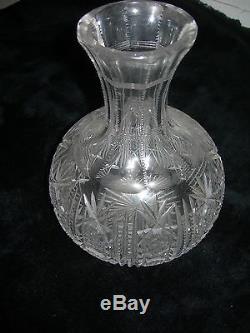 Vintage Brilliant Cut Crystal Vase 8 tall Clear Glass Hobstar Dorflinger