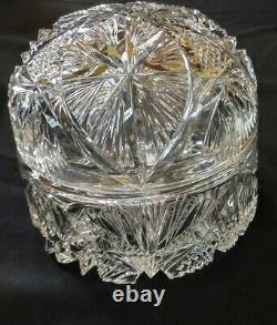 Vintage Brilliant Cut Glass Dresser Box or Covered Cheese Dome Unusual Rare Form