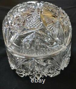 Vintage Brilliant Cut Glass Dresser Box or Covered Cheese Dome Unusual Rare Form
