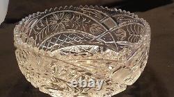 Vintage Brilliant Jewish Cut Glass 3 Legged Crystal Bowl 9 Wide Fruit Salad