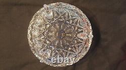 Vintage Brilliant Jewish Cut Glass 3 Legged Crystal Bowl 9 Wide Fruit Salad