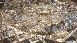 Vintage Brilliant Jewish Cut Glass 3 Legged Crystal Bowl 9 Wide Fruit Salad