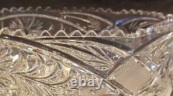 Vintage Brilliant Jewish Cut Glass 3 Legged Crystal Bowl 9 Wide Fruit Salad