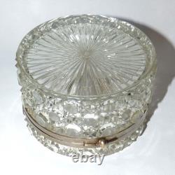 Vintage Brockway Glass Cut Crystal Jewelry Box Kiss Lock Clasp 1900-1940