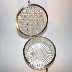 Vintage Brockway Glass Cut Crystal Jewelry Box Kiss Lock Clasp 1900-1940