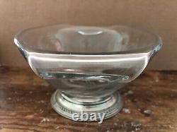 Vintage CUT CRYSTAL GLASS Serving Bowl with STERLING BASE Neat Shape FLOWERS