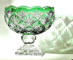 Vintage Collection Huge Emerald Green Brilliant Cut Lead Crystal Glass Vase