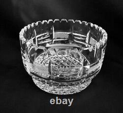 Vintage Crystal Clear Serving Round Bowl Dish Square Cut Rim