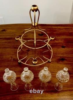 Vintage Crystal Cut Glass (5 Pieces)Epergne Set 17 Tall Gold Painted Metal Base