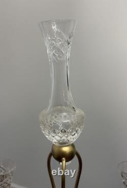 Vintage Crystal Cut Glass (5 Pieces)Epergne Set 17 Tall Gold Painted Metal Base