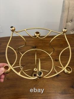 Vintage Crystal Cut Glass (5 Pieces)Epergne Set 17 Tall Gold Painted Metal Base