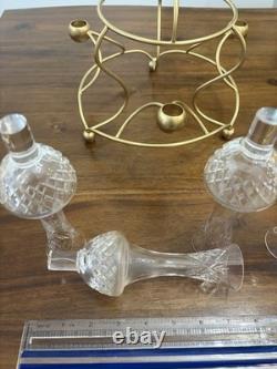 Vintage Crystal Cut Glass (5 Pieces)Epergne Set 17 Tall Gold Painted Metal Base