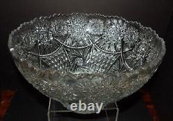 Vintage Crystal Cut Glass Bowl Punch Bowl Soft Sawtooth Rim