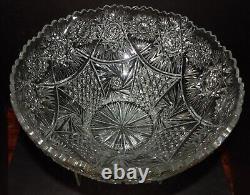 Vintage Crystal Cut Glass Bowl Punch Bowl Soft Sawtooth Rim