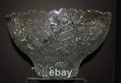 Vintage Crystal Cut Glass Bowl Punch Bowl Soft Sawtooth Rim