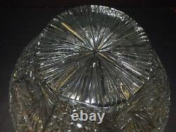 Vintage Crystal Cut Glass Bowl Punch Bowl Soft Sawtooth Rim