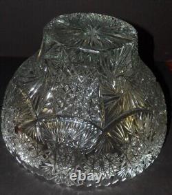 Vintage Crystal Cut Glass Bowl Punch Bowl Soft Sawtooth Rim