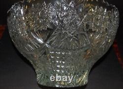 Vintage Crystal Cut Glass Bowl Punch Bowl Soft Sawtooth Rim