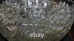 Vintage Crystal Cut Glass Bowl Punch Bowl Soft Sawtooth Rim