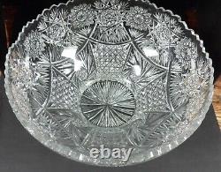 Vintage Crystal Cut Glass Bowl Punch Bowl Soft Sawtooth Rim